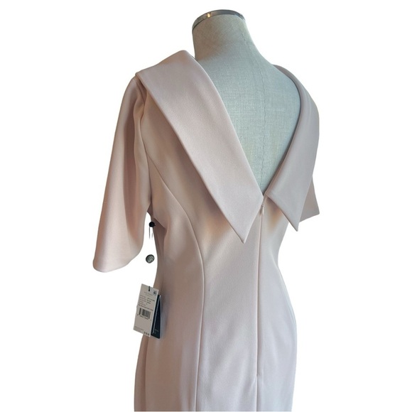 Adrianna Papell ✘ NWT Pink Elbow Sleeve Roll Neck Crepe Open Back Midi Dress - Picture 11 of 15